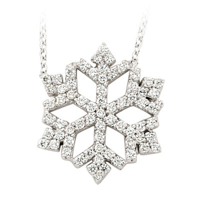 14K Gold 0,46 Ct Diamond Snowflake Necklace - 1