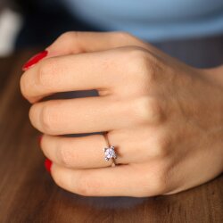 14 Ayar Altın 0,50 ct D Renk Pırlanta Tektaş Yüzük - 6