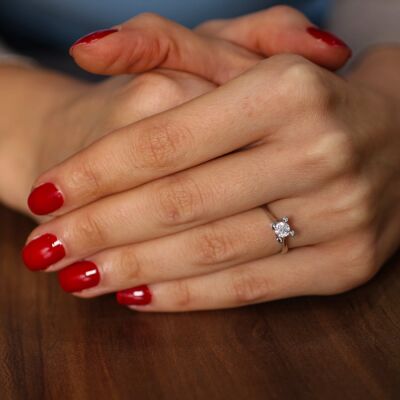 14 Ayar Altın 0,50 ct D Renk Pırlanta Tektaş Yüzük - 7