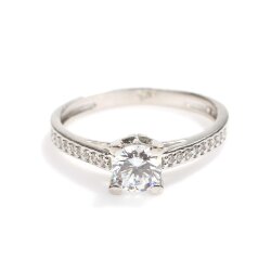 14 Ayar Altın 0,53 ct Yanları Taşlı Pırlanta Tektaş Yüzük - Nusrettaki (1)