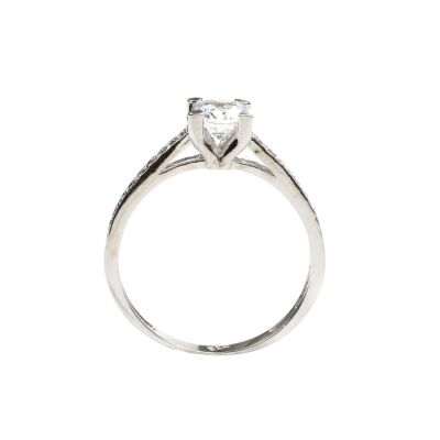 14 Ayar Altın 0,53 ct Yanları Taşlı Pırlanta Tektaş Yüzük - 4