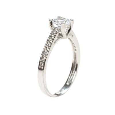 14 Ayar Altın 0,53 ct Yanları Taşlı Pırlanta Tektaş Yüzük - 3