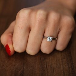 14 Ayar Altın 1,0 ct Pırlanta Tektaş Yüzük - 5