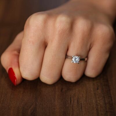 14 Ayar Altın 1,0 ct Pırlanta Tektaş Yüzük - 5