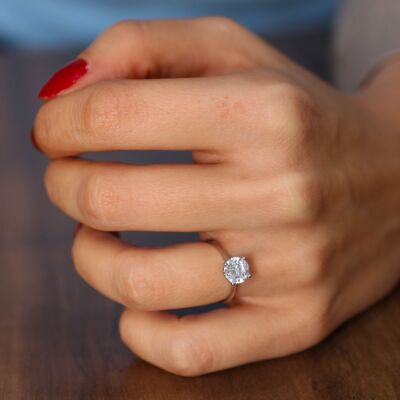 14 Ayar Altın 1,30 ct Pırlanta Tektaş Yüzük - 6