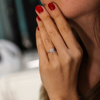 14 Ayar Altın 1,30 ct Pırlanta Tektaş Yüzük - 7