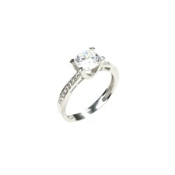 14 Ayar Altın 1,34 ct Yanları Taşlı Pırlanta Tektaş Yüzük - Nusrettaki