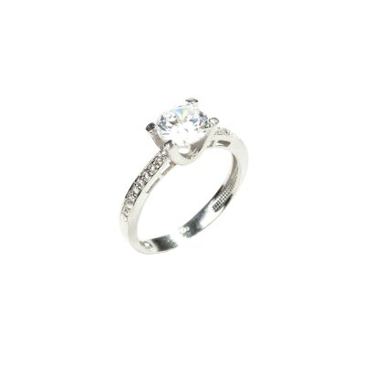 14 Ayar Altın 1,34 ct Yanları Taşlı Pırlanta Tektaş Yüzük - 1