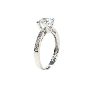 14 Ayar Altın 1,34 ct Yanları Taşlı Pırlanta Tektaş Yüzük - 4