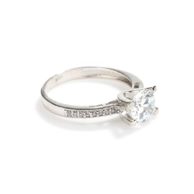 14 Ayar Altın 1,34 ct Yanları Taşlı Pırlanta Tektaş Yüzük - 5