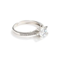 14 Ayar Altın 1,34 ct Yanları Taşlı Pırlanta Tektaş Yüzük - 5