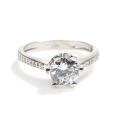 14 Ayar Altın 1,59 ct Yanları Taşlı Pırlanta Tektaş Yüzük - 5