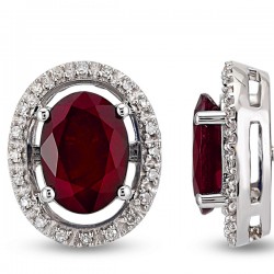 14K Gold 2,32 Ct Diamond Earrings with Ruby - Nusrettaki (1)