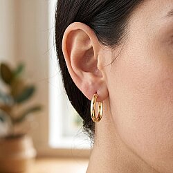 14 Ayar Altın 2,5 Cm Halka Küpe - Nusrettaki (1)