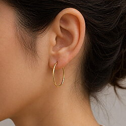 14 Ayar Altın 2,6 Cm Halka Küpe - Nusrettaki (1)