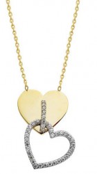Gold Double Heart Design Necklace - Nusrettaki
