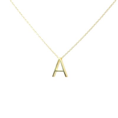 14K Gold A Letter Necklace - 1