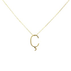 Gold C Letter Necklace - Nusrettaki