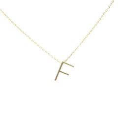 14K Gold F Letter Necklace - Nusrettaki