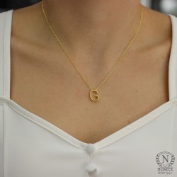 Nusrettaki - 14K Gold G Letter Necklace