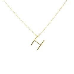 Nusrettaki - 14K Gold H Letter Necklace