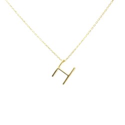 14K Gold H Letter Necklace - Nusrettaki