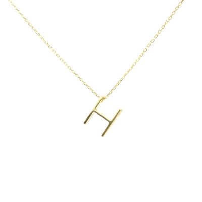 14K Gold H Letter Necklace - 1