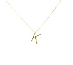 14K Gold K Letter Necklace - Nusrettaki