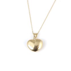 14 Ayar Altın 3 Boyutlu Kalp Kolye - Nusrettaki (1)