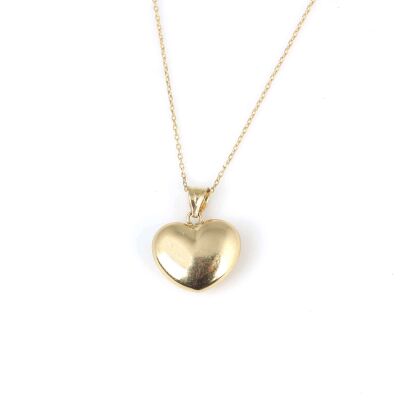 14 Ayar Altın 3 Boyutlu Kalp Kolye - 2