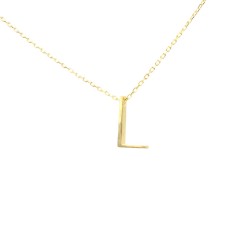 14K Gold L Letter Necklace - Nusrettaki