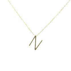 14K Gold N Letter Necklace - Nusrettaki