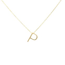 Nusrettaki - 14K Gold P Letter Necklace