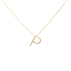 14K Gold P Letter Necklace - Nusrettaki