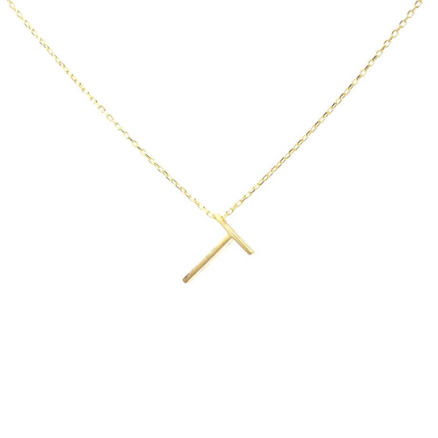 14 Ayar Altın 3 Boyutlu T Harfi Kolye NUSRETTAKI