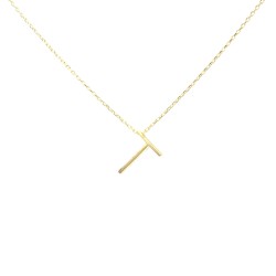 Nusrettaki - 14K Gold T Letter Necklace