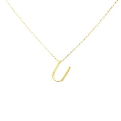 Nusrettaki - 14K Gold U Letter Necklace