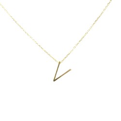 Nusrettaki - 14K Gold V Letter Necklace