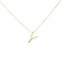 Nusrettaki - 14K Gold Y Letter Necklace
