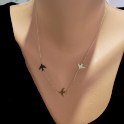 14 Ayar Altın 3 Kırlangıçlı Kolye - Nusrettaki