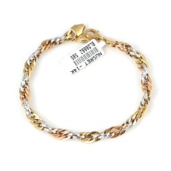 14 Ayar Altın 3 Renk Örgü Zincir Bileklik - Nusrettaki