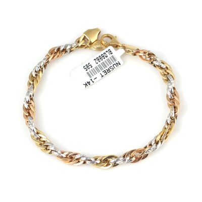 14 Ayar Altın 3 Renk Örgü Zincir Bileklik - 1