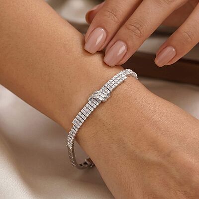 14 Ayar Altın 3 Sıralı Kemerli Su Yolu Bileklik - 1