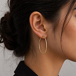 14 Ayar Altın 4,1 Cm Halka Küpe - Nusrettaki (1)