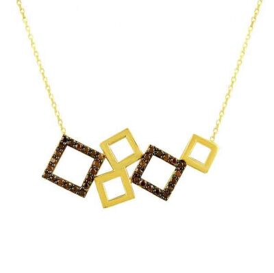 14 Ayar Altın 5 Kare Model Kolye - 1