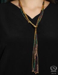 14 Ayar Altın 6 Sıra Taşlı Kolye - 7