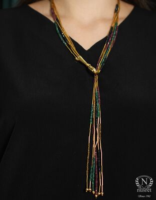 14 Ayar Altın 6 Sıra Taşlı Kolye - 7