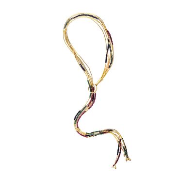 14 Ayar Altın 6 Sıra Taşlı Kolye - 2