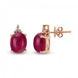 14K Gold 6,39 Ct Diamond Earrings with Ruby - Nusrettaki