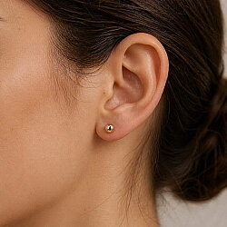 14 Ayar Altın 7 Mm Düz Top Küpe - Nusrettaki (1)